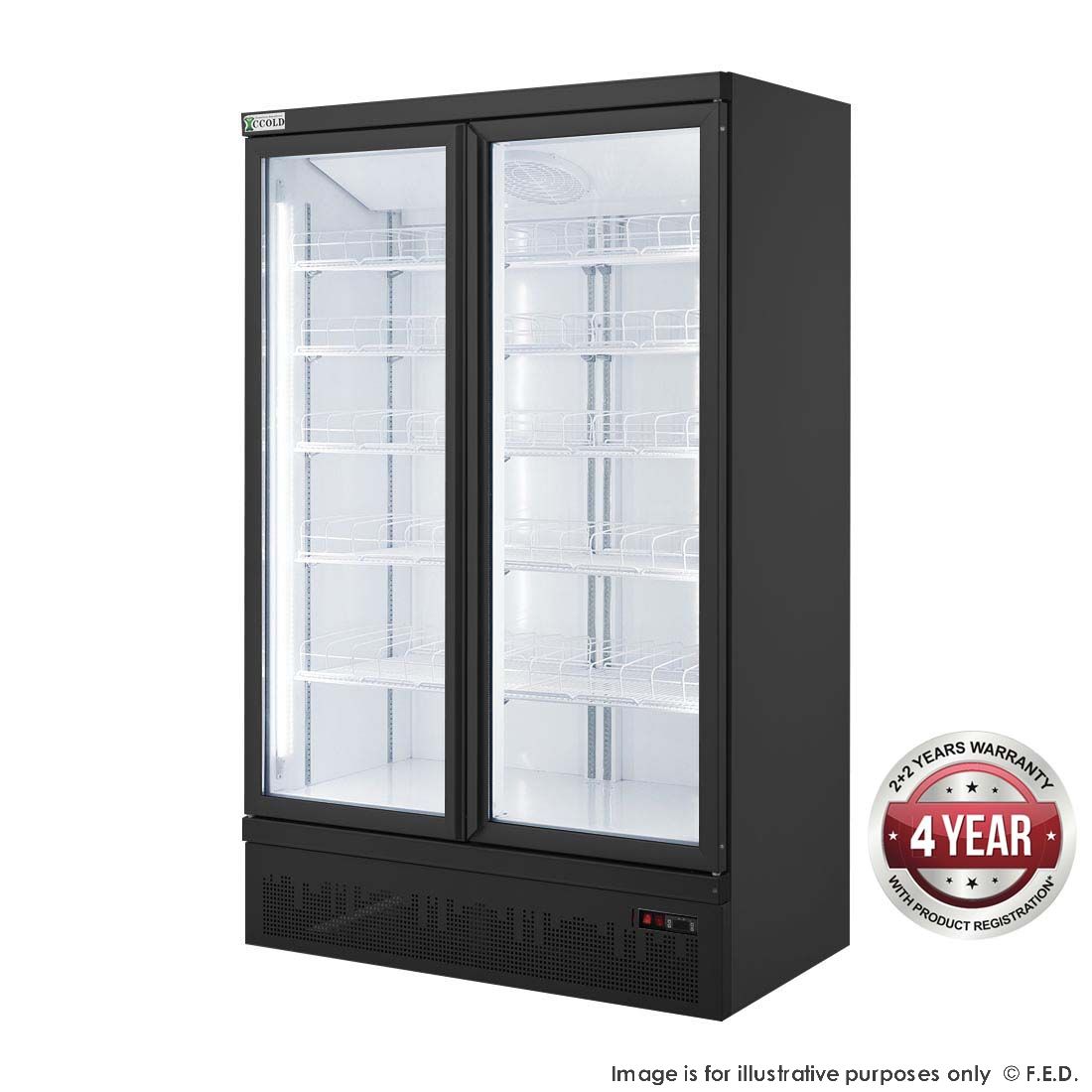 Double Glass Door Colourbond Upright Drink Fridge Bottom Mounted - LG-1000BGBM - Double Glass Door Colourbond Upright Drink Fridge Bottom Mounted - LG-1000BGBM