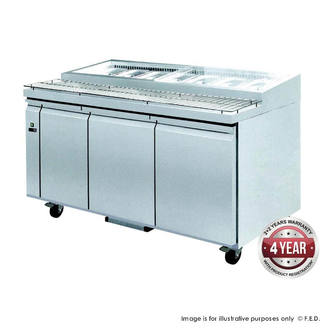 PWB150 three door DELUXE Pizza Prep Bench - PWB150 three door DELUXE Pizza Prep Bench
