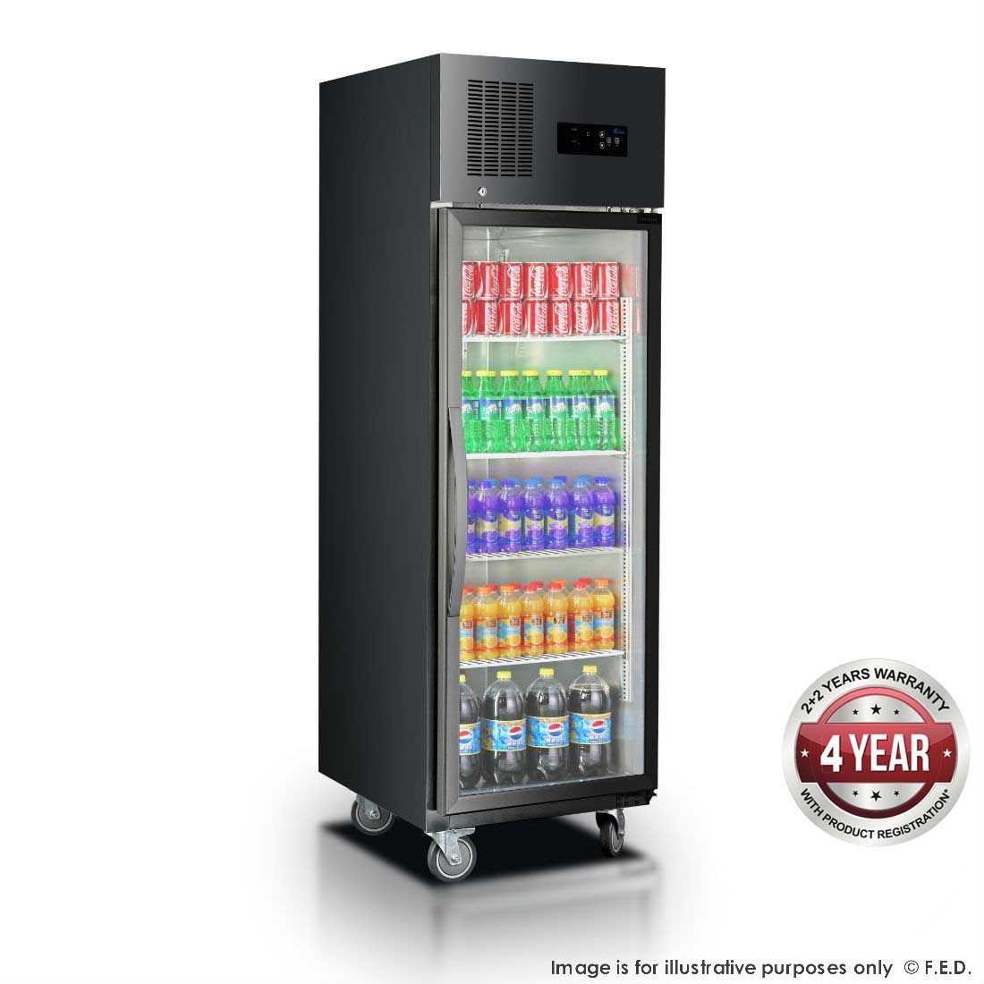 Single Glass Door Upright Fridge Black Stainless Steel - SUCG500B - Single Glass Door Upright Fridge Black Stainless Steel - SUCG500B